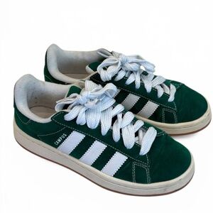 Adidas Green and White Campus Leather Sneakers
